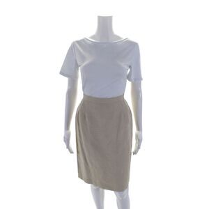 Valentino Night Womens Buttoned Zipped Slip-On Straight Skirt Beige Size M